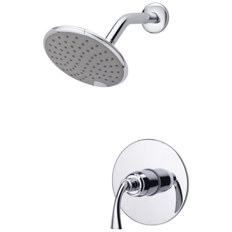 Garniture de douche de la collection Twist seulement: pomme de douche ronde de 6 po, ensemble de poignées simples et soupape brute incluse - chrome poli