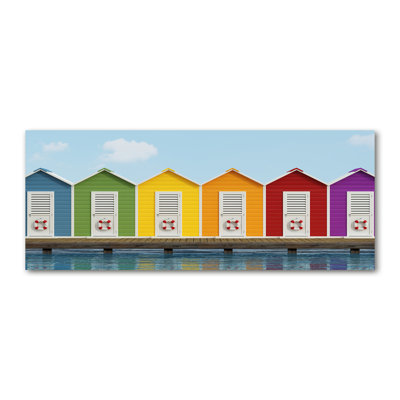 Beach Cabins - No Frame Print on Glass