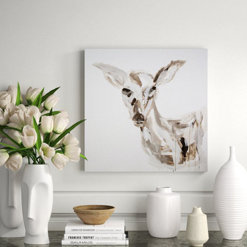 Deer Head Study I Painting by Mia Malcolm Studio, 30" H x 30" W, Image Brush Gel