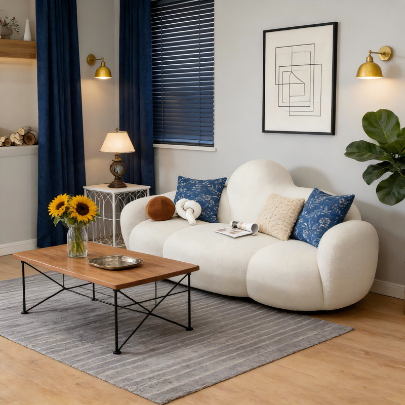 Canapé modulaire en forme de nuage, canapé modulaire incurvé moderne de 60 po avec velours moelleux, siège polyvalent pour le salon et les petits espaces