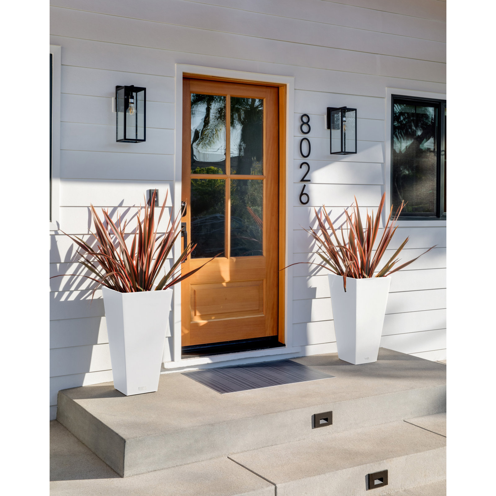 Pure Series Midland Planter, 30" H x 15.25" W x 15.25" D, Set of 2, White