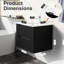 Lavabo de salle de bain mural 24 po, noir, tiroirs à fermeture en douceur, grand rangement, meuble-lavabo flottant de style Mid-Century et moderne, avec lavabo, système, conception soignée et spacieuse