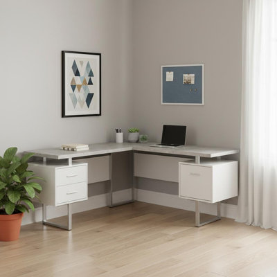 HomeRoots L-Shaped Iron Computer Desk