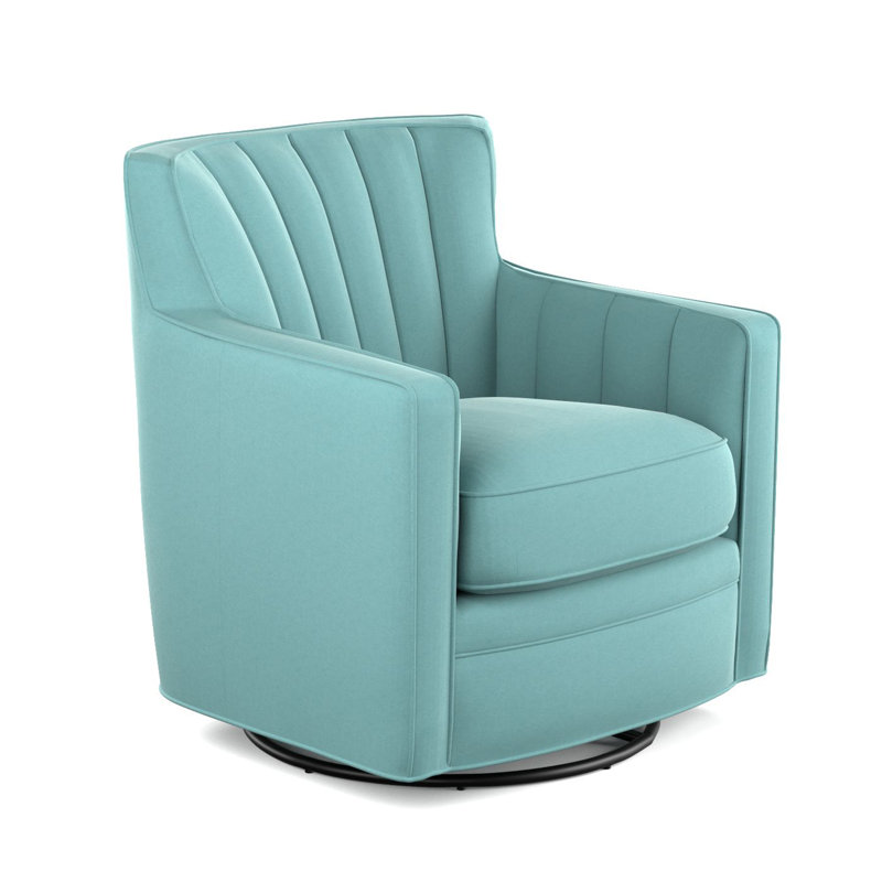 Bima Upholstered Swivel Armchair, Soft Turquoise Blue Polyester