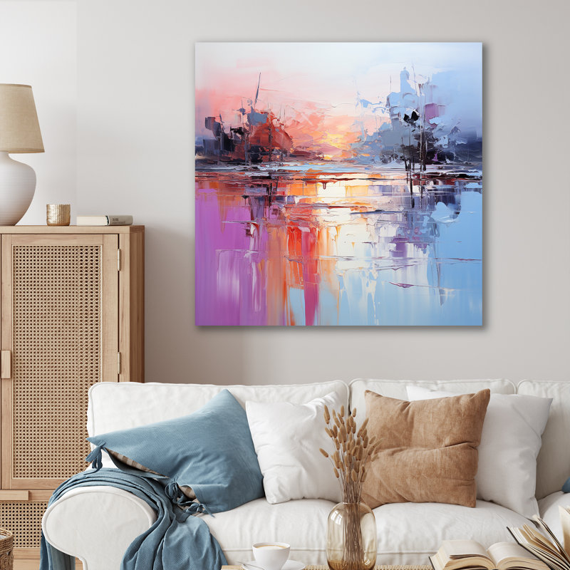 «Mauve et bleu», impression d'art mural abstrait, Toile tendue, H 30 po x l 30 po x P 1,5 po