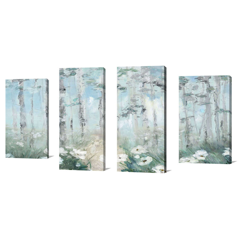 «Magical Birch Grove» par Sally Swatland, reproduction sur toile flottante 3 pièces, L 72 po x H 38 po