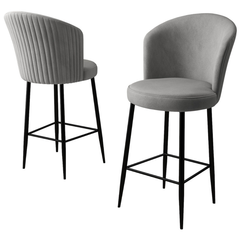 Pearlene Upholstered Counter Stool, Black, 2, Grey