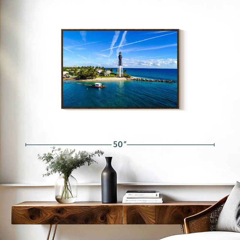 Florida Lighthouse Point, Cadre flottant en noyer, 31 po x 21 po