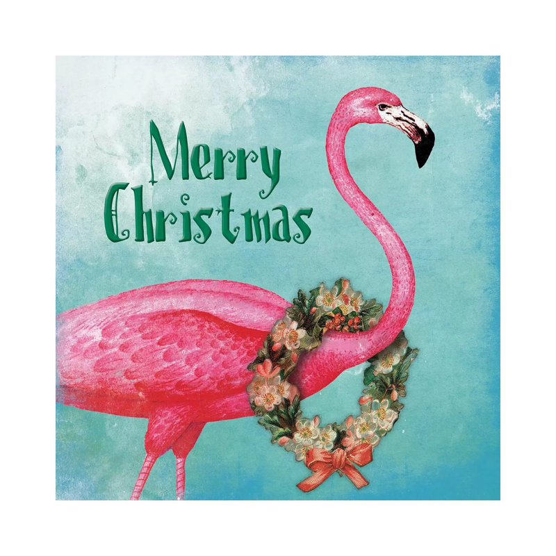 Christmas Flamingo Text by Jace Grey - Wrapped Canvas Print, 66.04 cm H x 66.04 cm W x 1.91 cm D