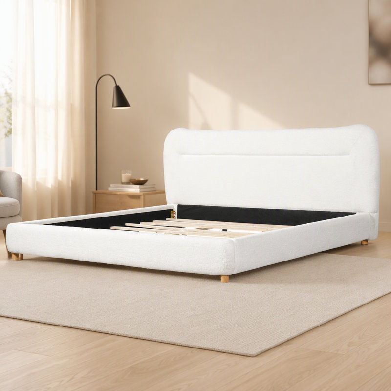Upholstered Bed with Curved Headboard