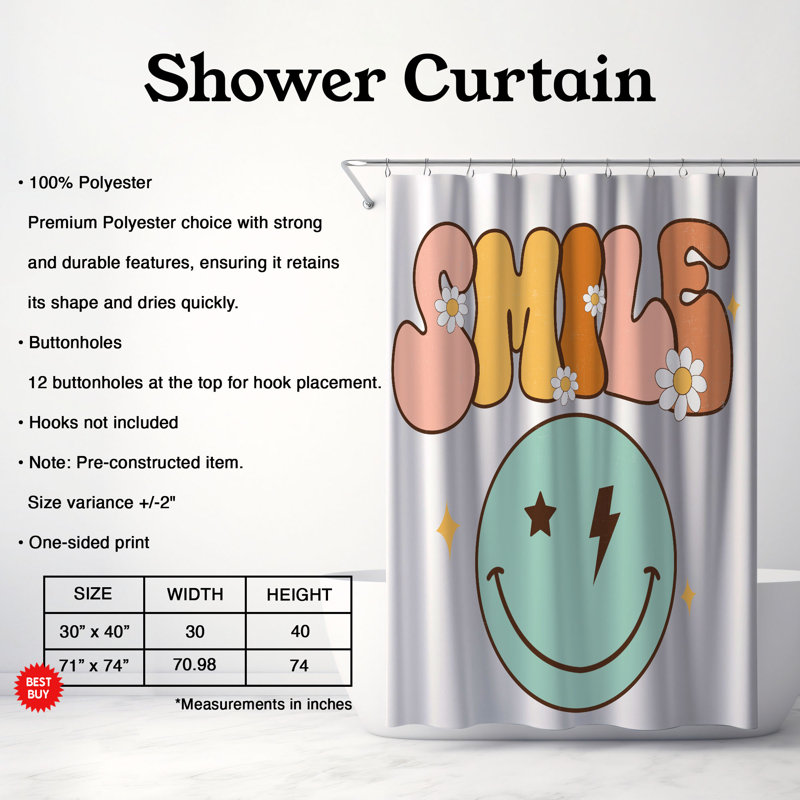Tinsleigh Shower Curtain, 74" H x 71" W