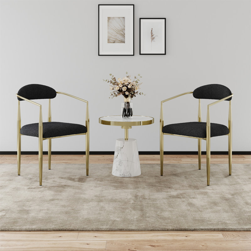 Chaises de salle à manger rembourrées Akim, Noir, Blanc
