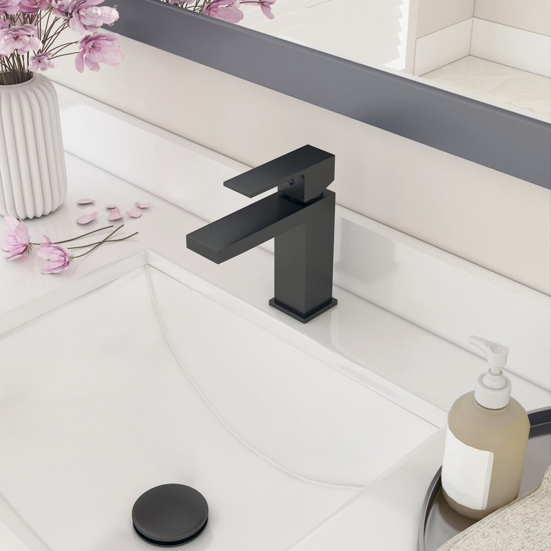 Ayna Decors Brass Bathroom Faucet for Sink, Single Hole Faucet with Water Supply Lines, Matte Black