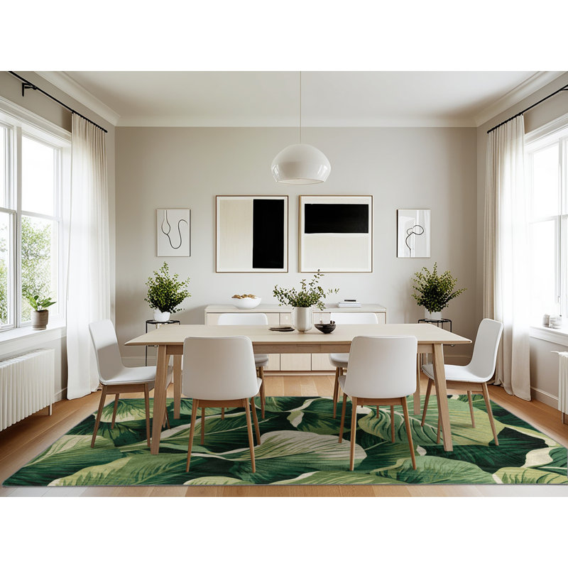 Tapis vert botanique lavable à la machine, Rectangle 7 pi x 10 pi