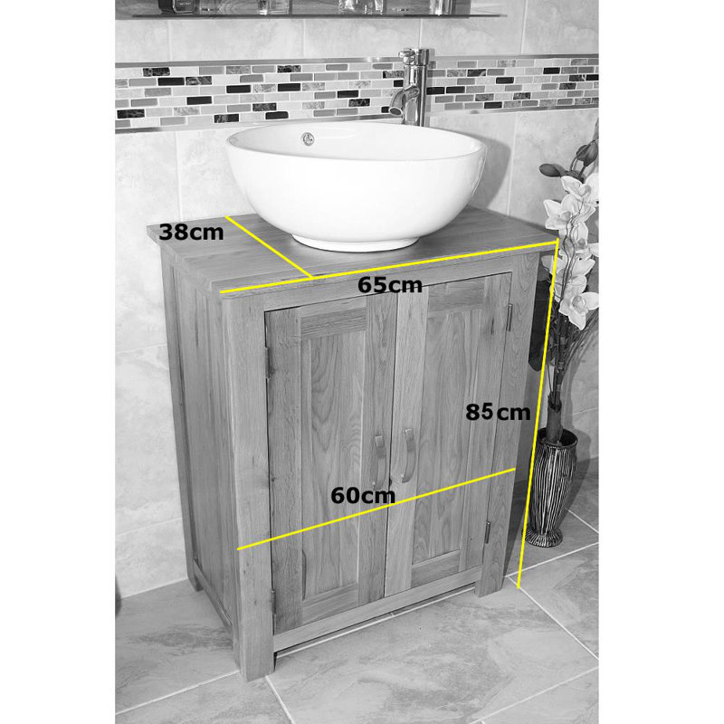 Ambee 650mm Single Bathroom Vanity with Vessel Stone Basin, White
