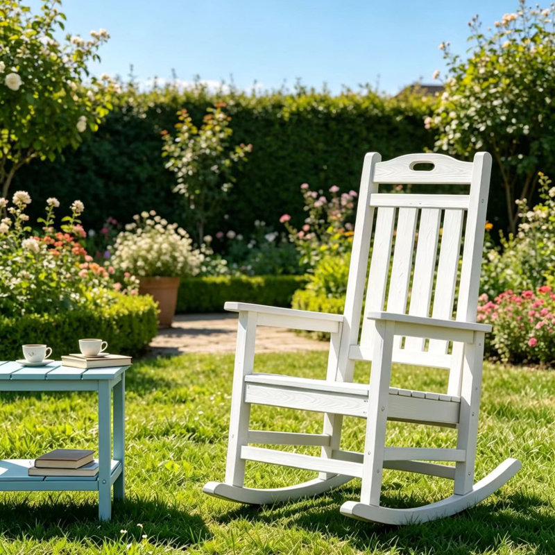 Chaise berçante en plastique Brayshun, Blanc
