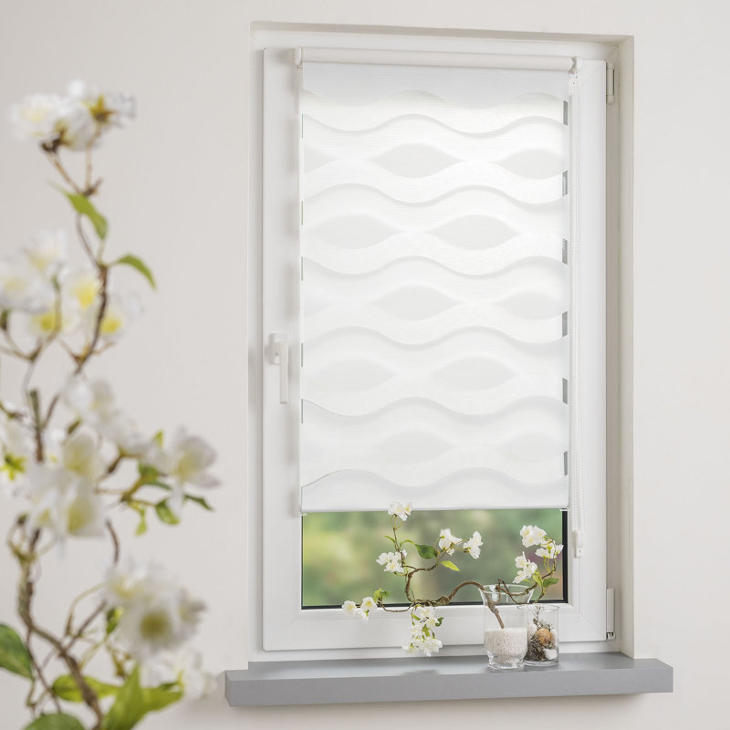 Semi Sheer Roll-Up Blind, White, 80cm W x 210cm L