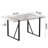 55 Inch Modern Rustic White MDF Dining Table, Black Rectangular Metal Leg Household Kitchen Dinner Table For 4-6 People-1237272167