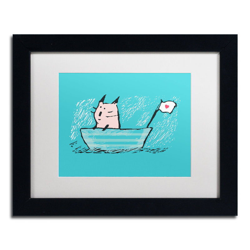 « marin chat » par carla martell, art encadré, H 11 po x l 14 po, Blanc