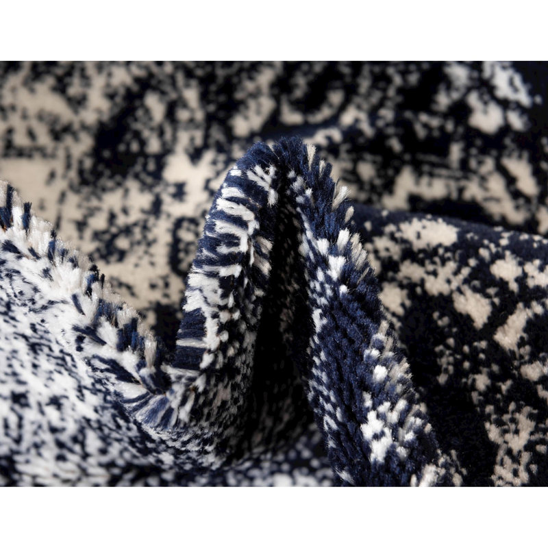 Brandt Floral Area Rug, Navy Blue, Rectangle 9' x 12'