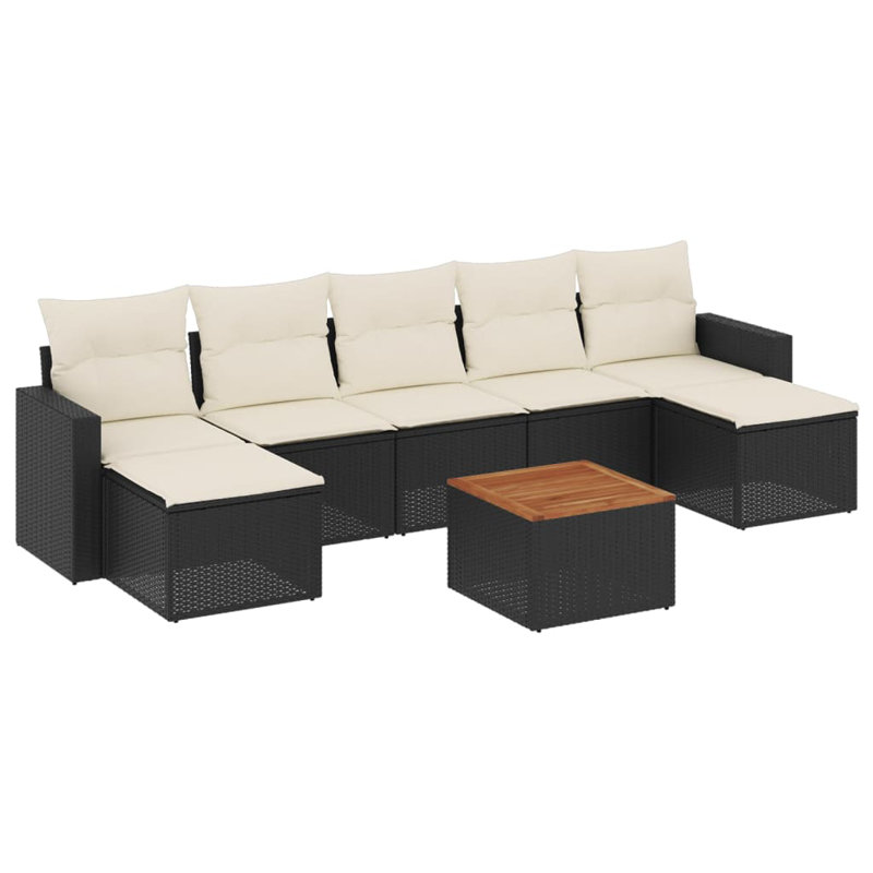 Ensemble de canapé de jardin modulaire en rotin PE noir 8 pièces Vidaxl