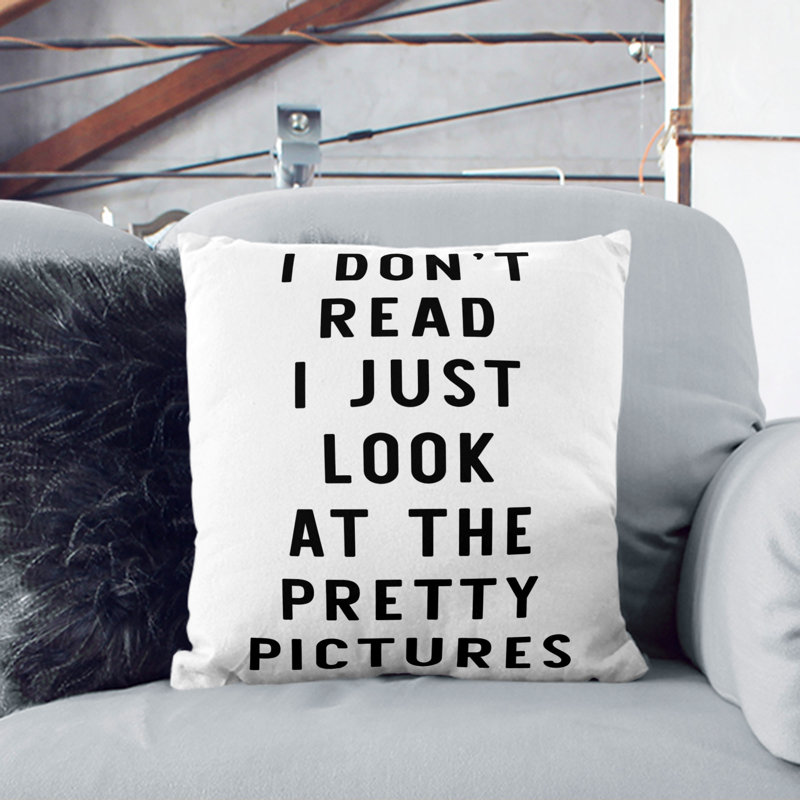 Don't Read Typography Square Throw Cushion, Stone, 55cm H x 55cm W x 20cm D