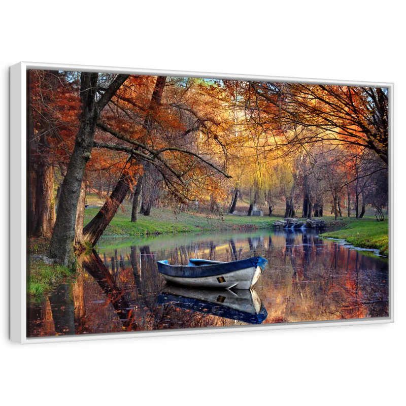 Bateau Autumn Lake, Cadre flottant blanc, 37 po x 25 po