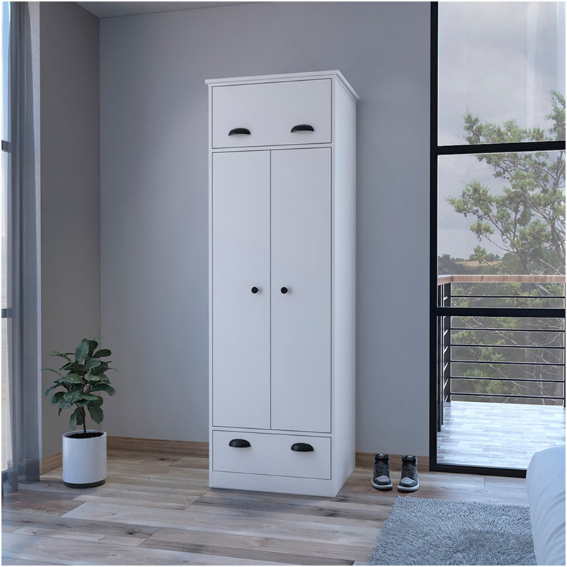 Armoire Dumas, chambre à coucher, blanc, Blanc