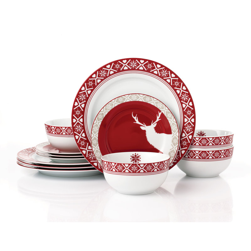 12pc Nordic Reindeer Dinner Set