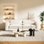Canapé-lit 93 po pour très grand lit, canapé-lit escamotable, canapé-lit convertible 3 en 1, méridienne, canapé-lit 3 places avec 2 coussins lombaires pour le salon, beige / blanc-129442145