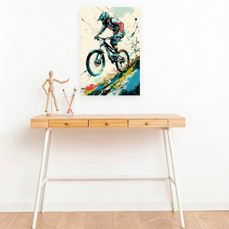 «Vibrant Mountain Biking Contemporary Mountain», reproduction d'art murale, H 18 po x l 12 po
