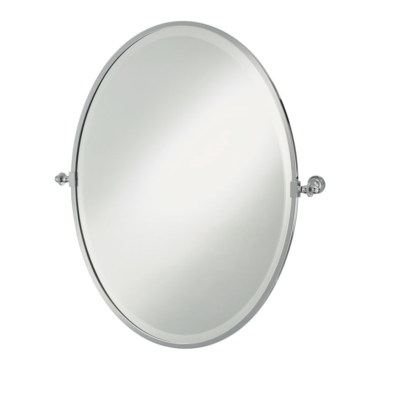 Metal Beveled Wall Mirror, Polished Brass