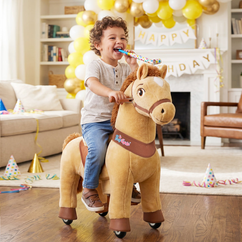 Model E Ride On Horse, Brun clair, Size 4 for Age 4-7