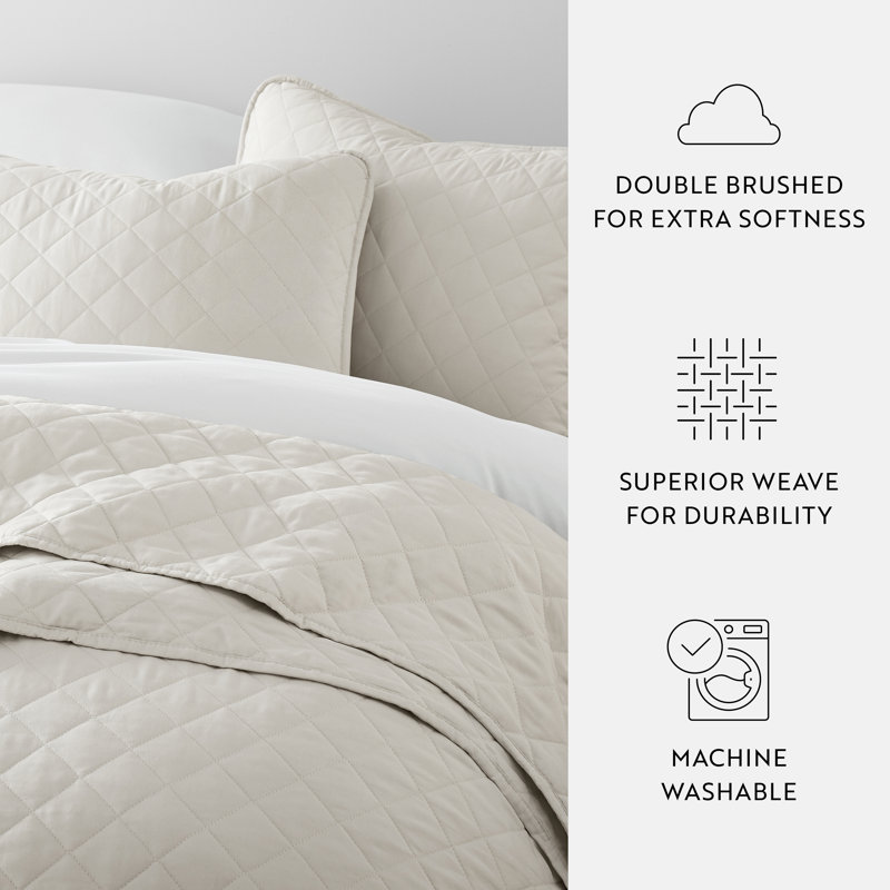 Natural Twin Microfiber Reversible Quilt Set with Shams
