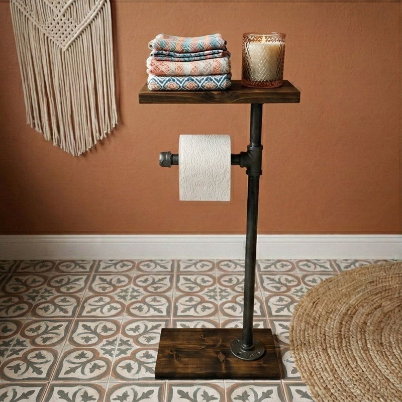 Porte-papier hygiénique industriel sur pied avec tablette pour téléphone "The Loft" 