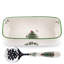 Spode Christmas Tree Cranberry Server With Slotted Spoon