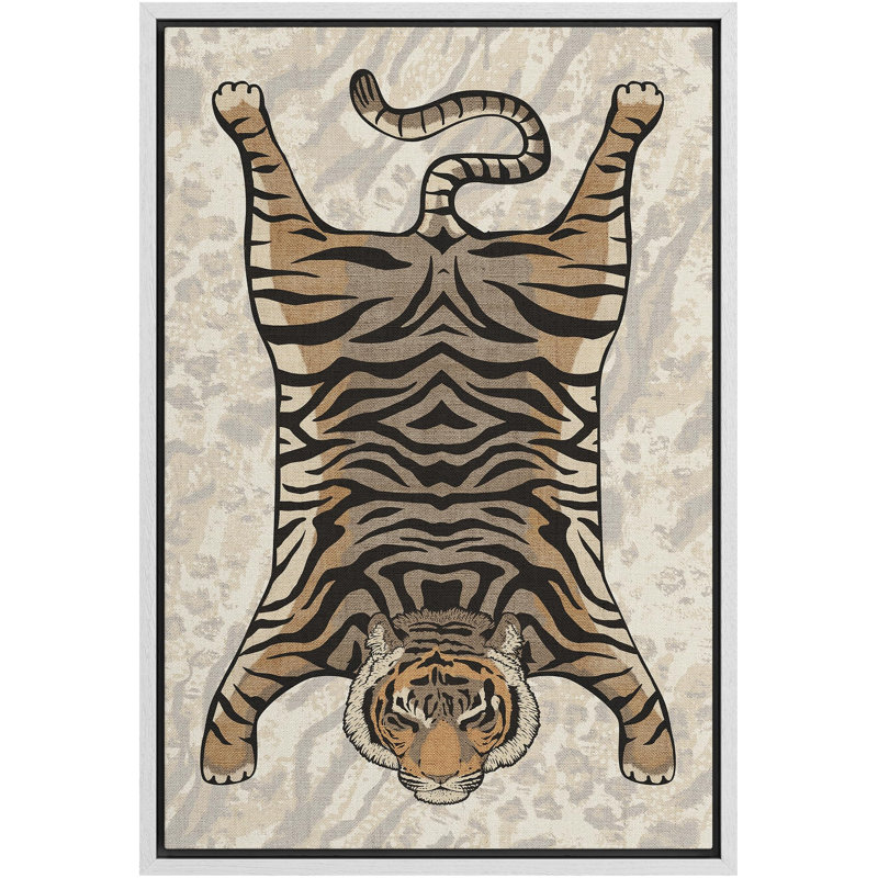 «Bright Preppy Animals», tigre couché, reproduction sur toile, H 24 po x l 16 po x P 1,5 po, Blanc