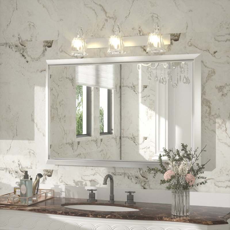 Miroir de salle de bain Charlirae, 36 po x 24 po, Brun
