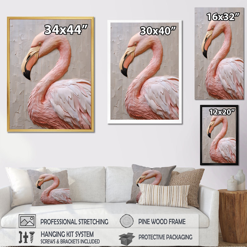 «Pink Flamingo Paradise III», reproduction d'art sur toile, Toile tendue, H 40 po x l 30 po x P 1,5 po