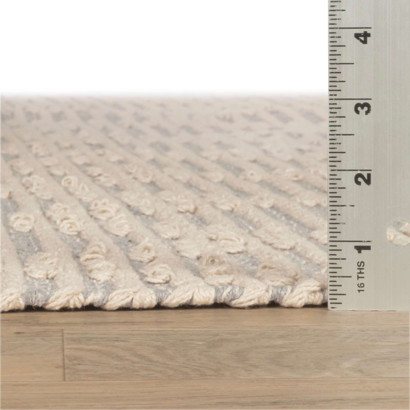 Textured Diamond Grey/Ivory Handwoven Cotton Rug, Runner 2'6" x 8'