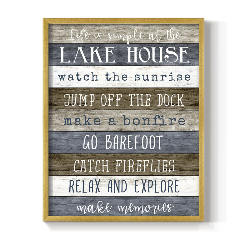 Simple Lake Rules, reproduction encadrée - bois massif, H 30 po x l 24 po, Doré