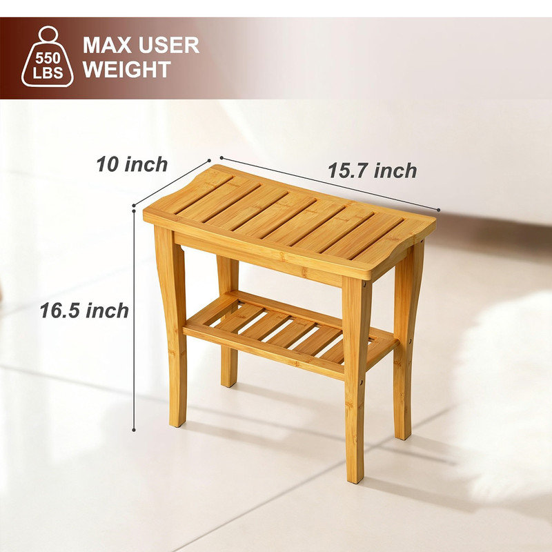 Tabouret de douche en bambou avec tablette de rangement, siège de douche imperméable pour spa, tabouret de douche pour l'intérieur de la douche, siège de salle de bain