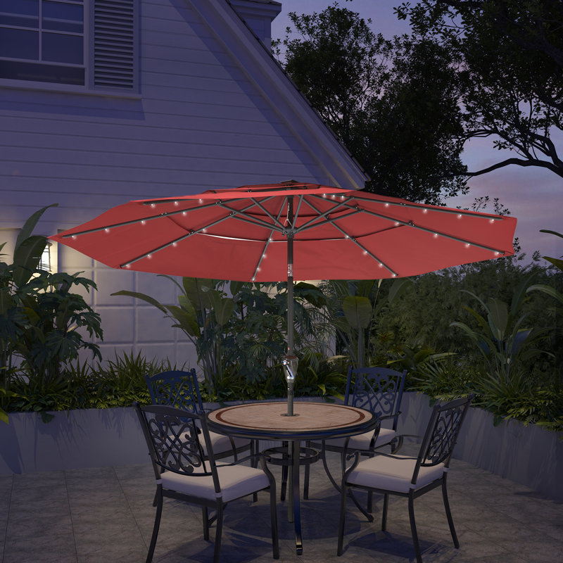 Parasol de marché éclairé 10 pi Shelyn, Rouge