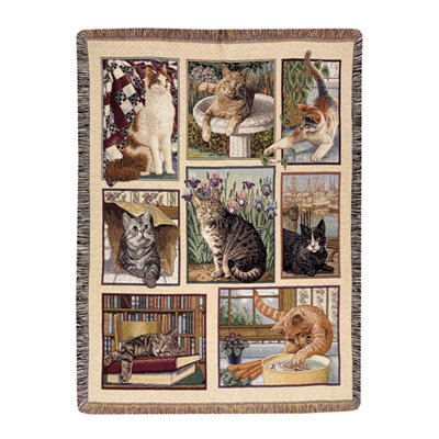 Jeté en coton tapisserie de coin kitty