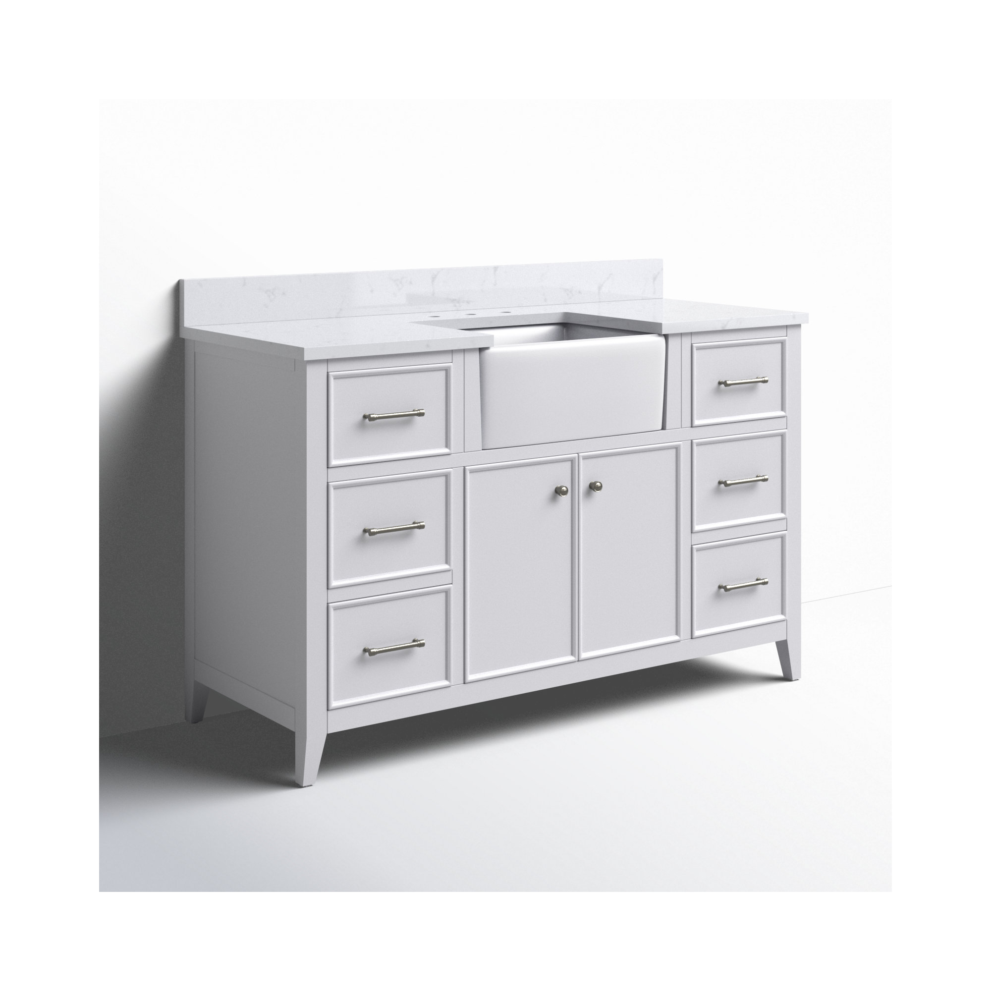 Aisa 54" Single Bathroom Vanity, White/Brushed Nickel