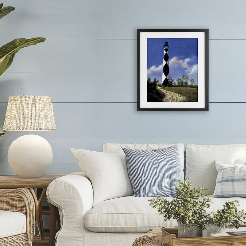 «North Carolina Cape Lookout», impression sous verre, conception de Wind River Studios, Cadre noir minuit, H 21 po x l 17 po