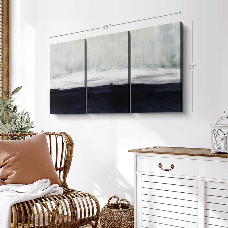 "Blanc sur bleu" sur toile, H 28 po x l 45 po x P 1,25 po