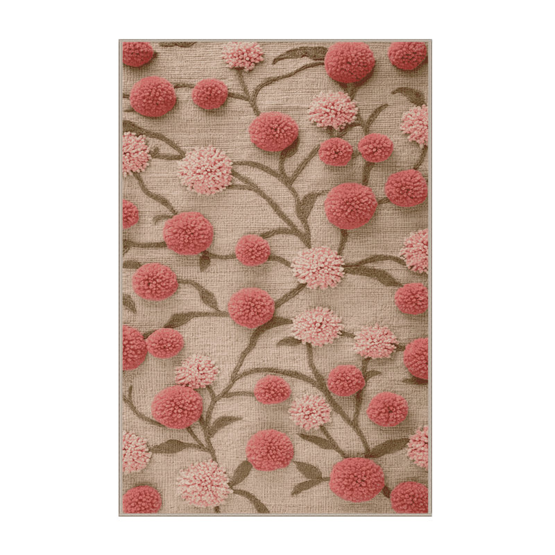 Machine Washable Botanical Area Rug