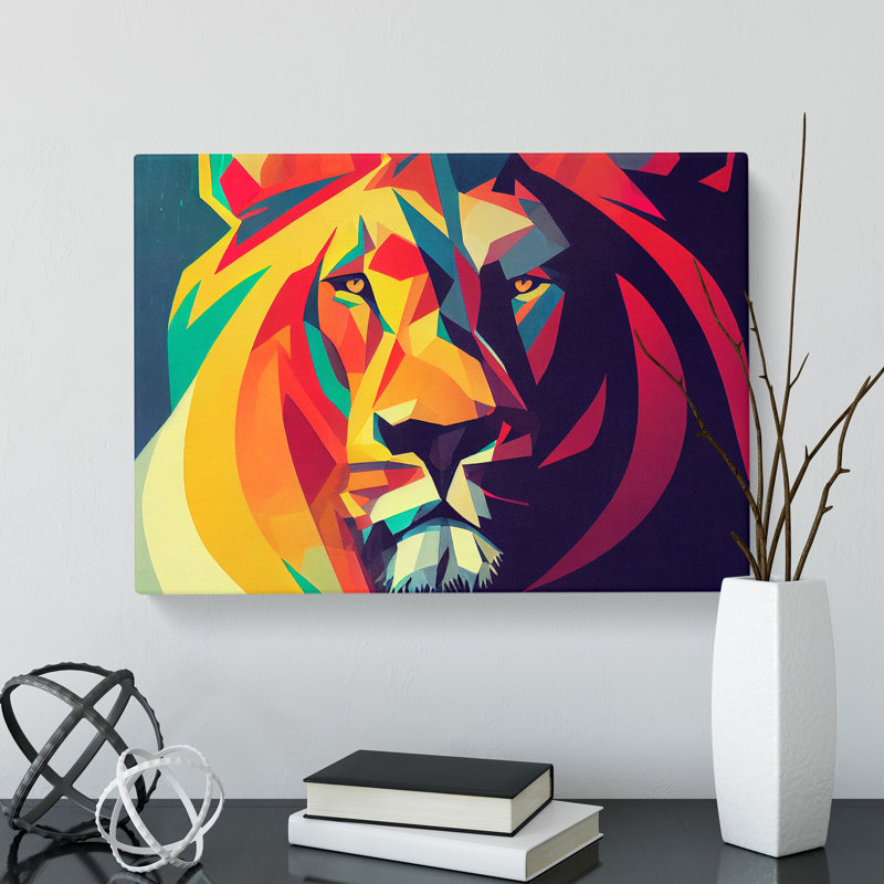 A Lion In Abstract - Wrapped Canvas Painting