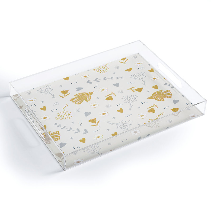 Plateau en acrylique Cassidy Rae Marietta, Bleu, Floral
